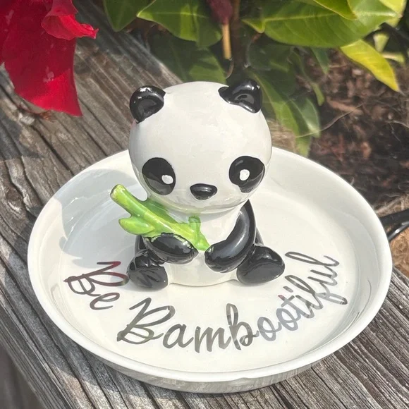 Panda Trinket Dish with Bamboo Design Be Bambootiful - Picture 1 of 8